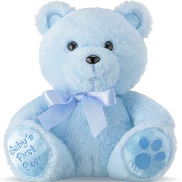 Chalyna 10 Inch Bear Stuffed Animal Gift First Bear Baby Shower Plush Toy For Wedding Birthday Easter Back To School Gift(Blue)