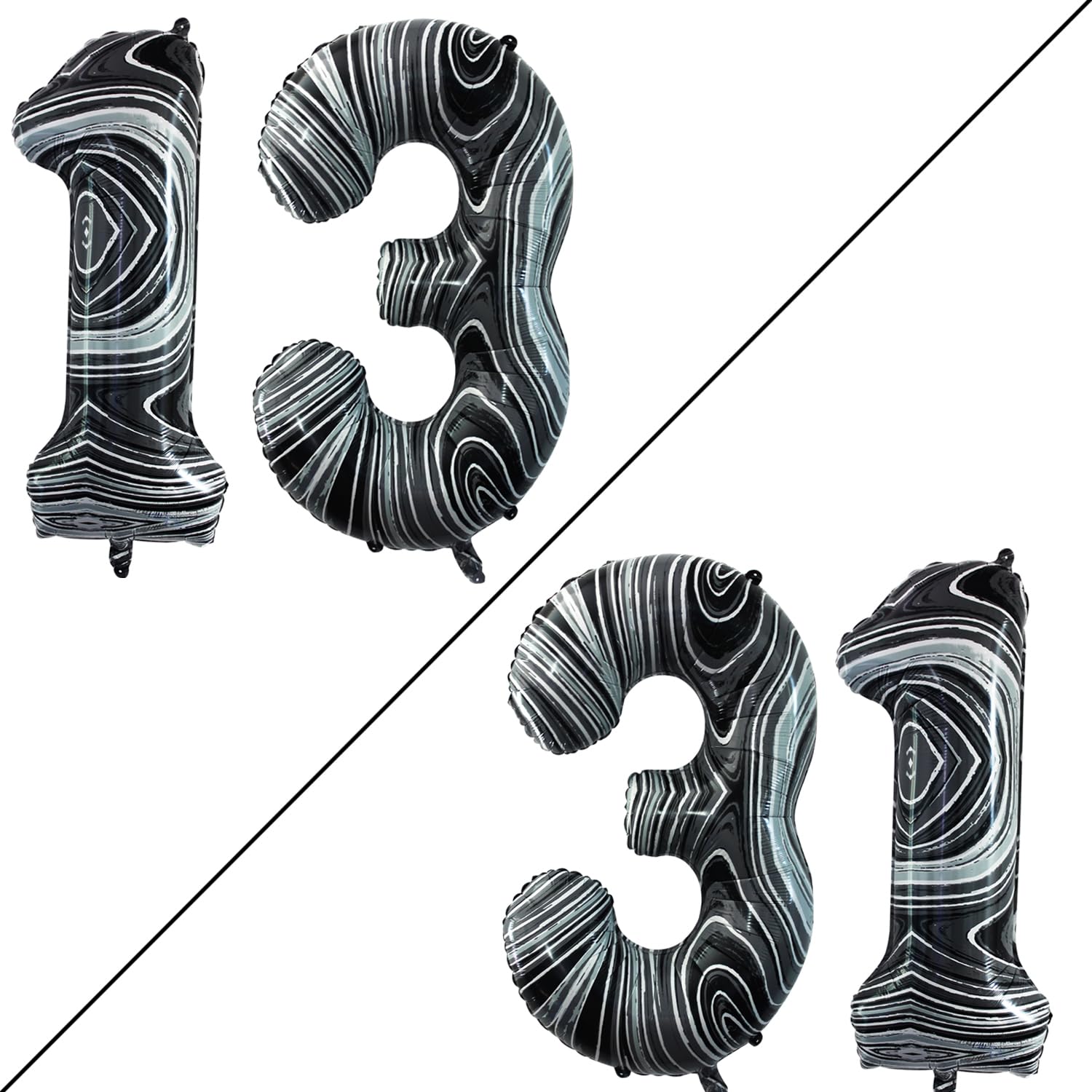 Goer Number 13 Balloons For 13Th Birthday Sweet 13 Party Decorations,42 Inch Jumbo Foil Helium 31 Balloons For 31St Birthday Party Decoration (Marble Black)
