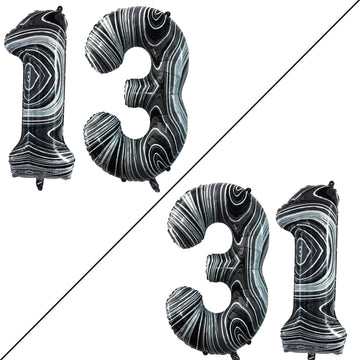 Goer Number 13 Balloons For 13Th Birthday Sweet 13 Party Decorations,42 Inch Jumbo Foil Helium 31 Balloons For 31St Birthday Party Decoration (Marble Black)