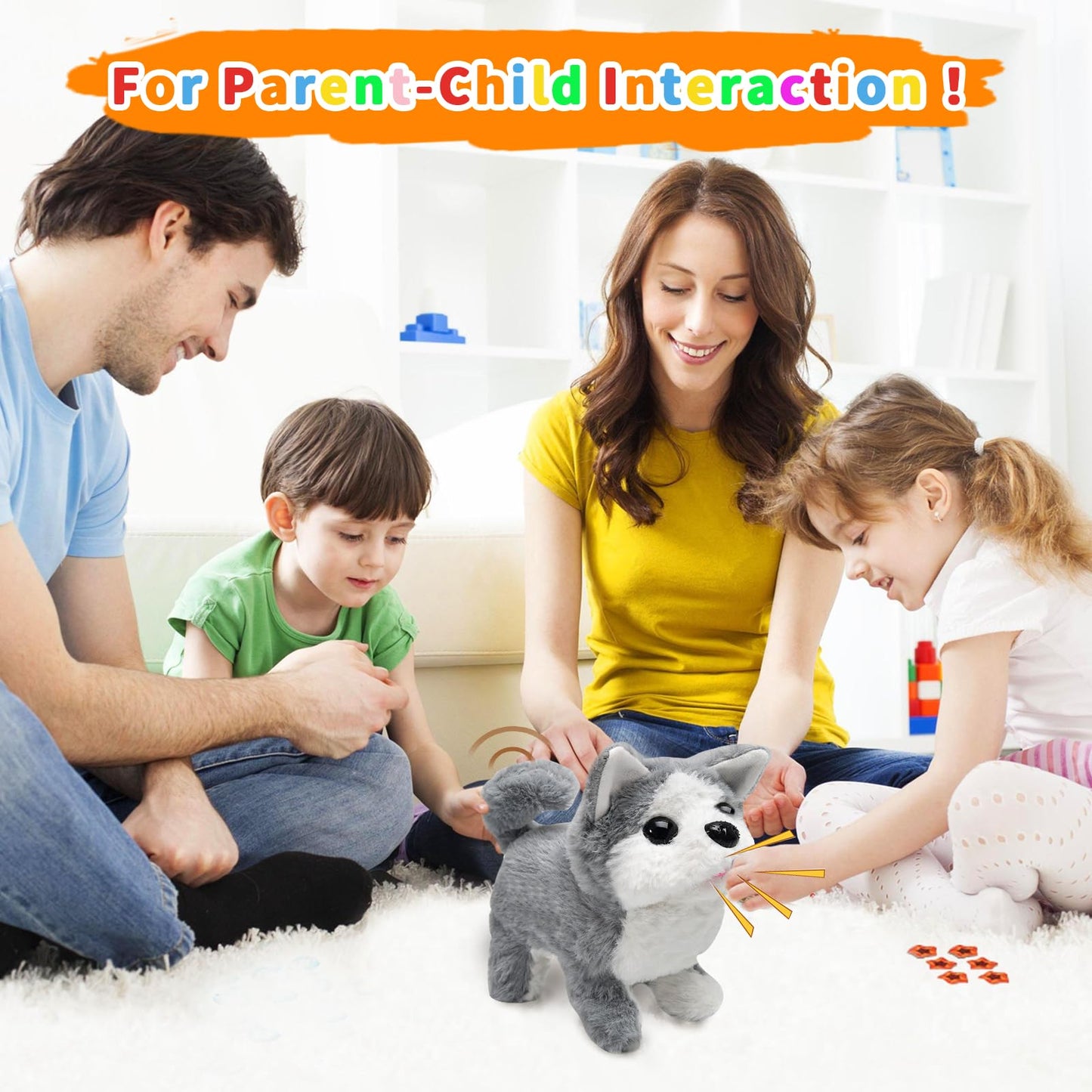 Ksabvaia Plush Husky Toy Puppy Electronic Interactive Dog - Walking, Barking, Tail Wagging, Stretching Companion Animal For Kids Toddlers