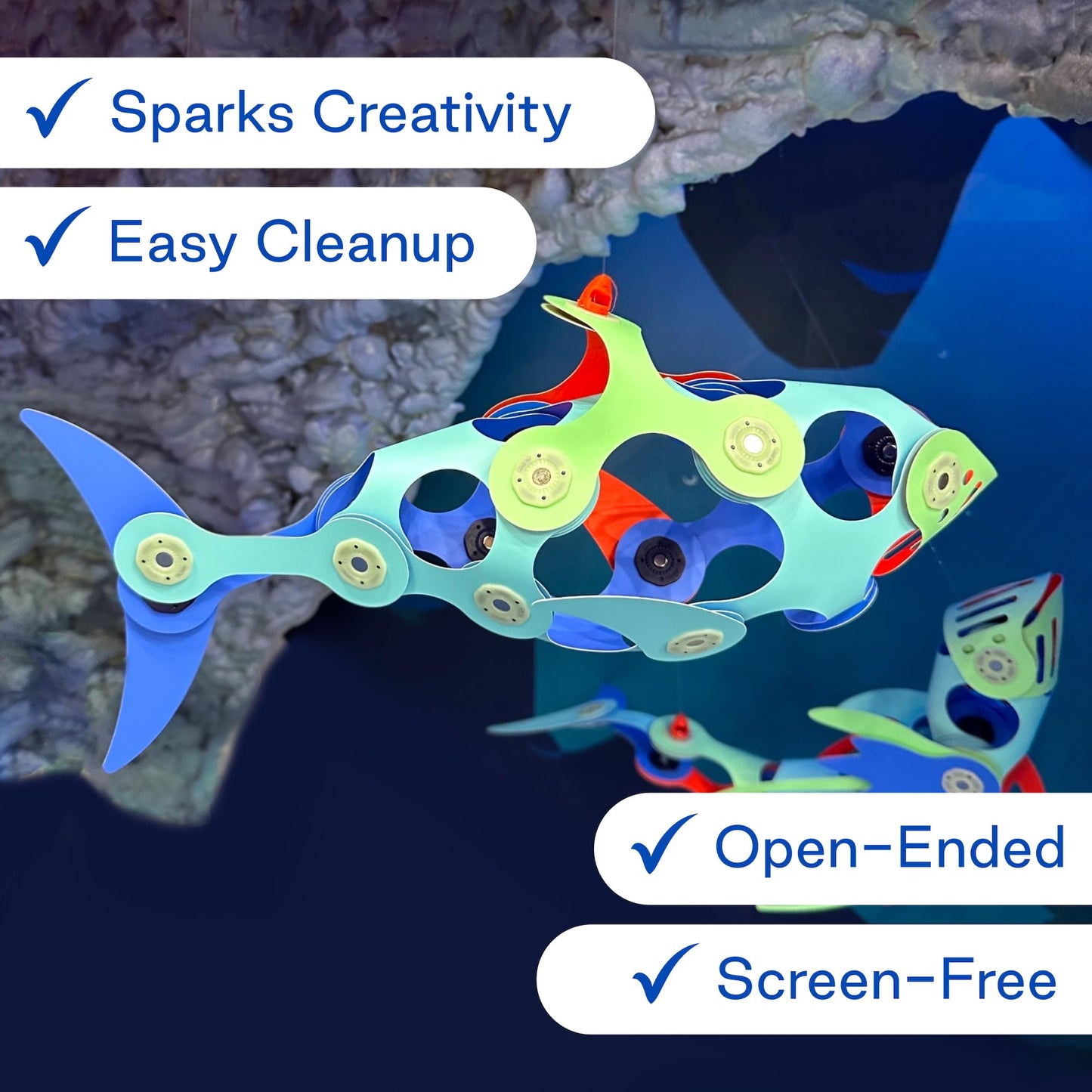 Clixo Ocean Creatures Pack - Glow-In-The-Dark Magnetic Building Toy - 24 Flexible Magnet Pieces For Underwater Exploration & Adventure. Imaginative Stem Toy. Kids Gift & Travel Toy. Ages 6+ [New]