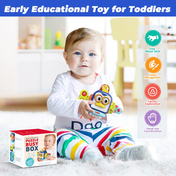 Moontoy Activity Busy Cube Toddlers 1-3, Sensory Montessori Toys For 1 Year Old Boy Baby Toys 12-18 Months Stocking Stuffers, Airplane Travel Fidget 1St Birthday Valentines Gift Easter Basket Stuffers