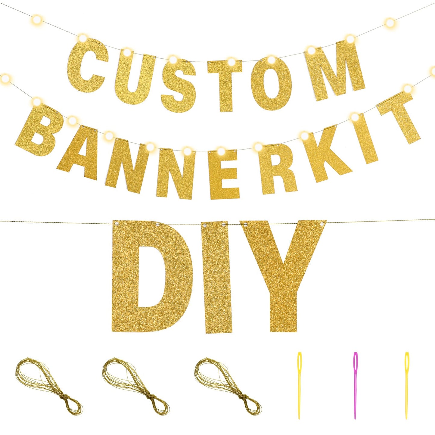 Taobary 112 Pcs Diy Letter Banner Glitter Customizable Banner Kit Custom Banner Including 107 Letters And Numbers 3 Rope For Hal