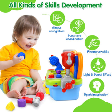 Toys for 1 Year Old Boy, Musical Learning Workbench for Toddler Toys Age 1-2, Baby Toys 12-18 Months Birthday Gifts for 1 Year O