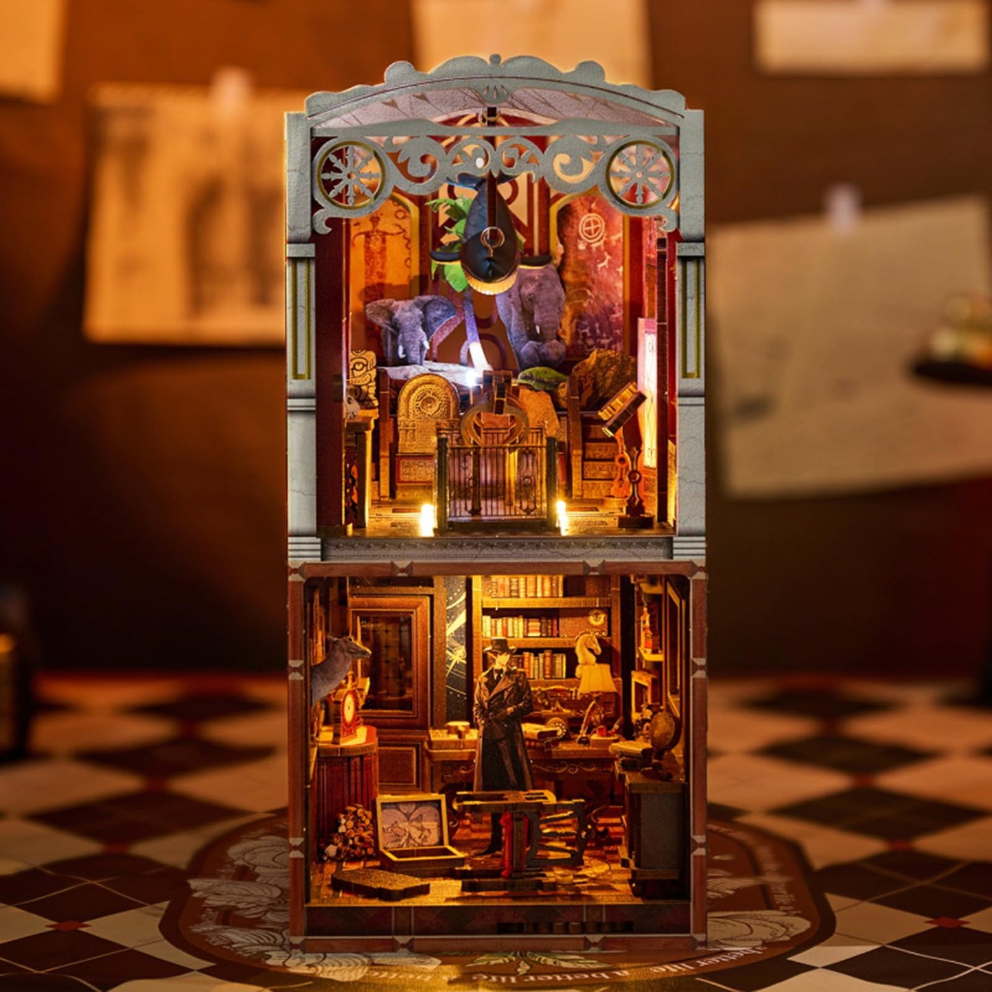 Spilay DIY Book Nook Kit,DIY Dollhouse Booknook Bookshelf Insert Decor Alley,Bookends Model Build kit with LED Light,Handmade Cr