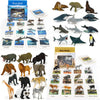 24 Animal Figurines - Educational Toys with Matching Flash Cards for Kids (Zoo & Sea Animals)