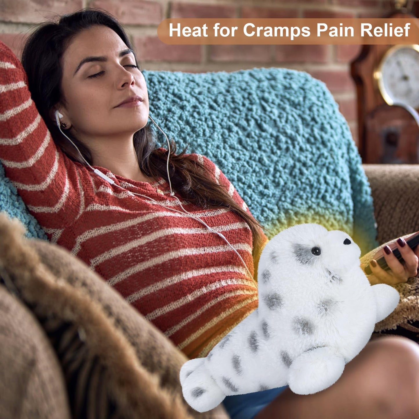 Suzzipals Heatable And Coolable Seal Stuffed Animals,Microwavable Stuffed Animal Heating Pads For Cramps And Pain, Lavender Chub