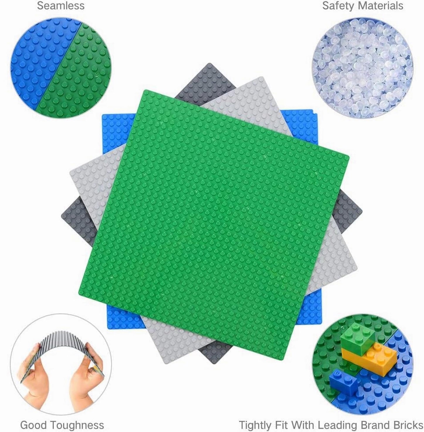 MIMAX Peel-and-Stick Baseplates 2PCS (10x10)  Toy Building Brick Blocks Base Plates  Self Adhesive Baseplate for All Major Brands  Build On Table Wall (White)