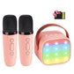 Yll Mini Karaoke Machine For Kids Adults, Portable Bluetooth Speaker With 2 Wireless Microphones,18 Pre-Loaded Songs Toys Birthday Gifts For Girls 4, 5, 6, 7, 8+ Years Old Toddler Teens (Lightpink)