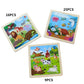 Wooden Jigsaw Puzzle Set Of 3 Pcs, Farm Jungle And Sea Animals Level Up Puzzles Difficulty From 9 Pcs To 16 Pcs 25 Pcs Education