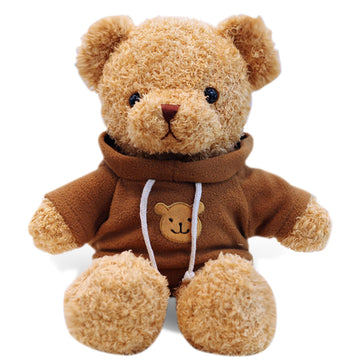 Aucooma Teddy Bear Stuffed Animal Cute Brown Hoodie Bear Plush Toys Gifts For Kids 11.8 Inches