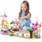 Hogokids Friend Roller Coaster Building Set - 711 Pieces Girls Amusement Building Block Kit Stem Playground Park Pink Construction Birthday Gift Toys For Kids Girls Boys Aged 6 7 8 9 10 11