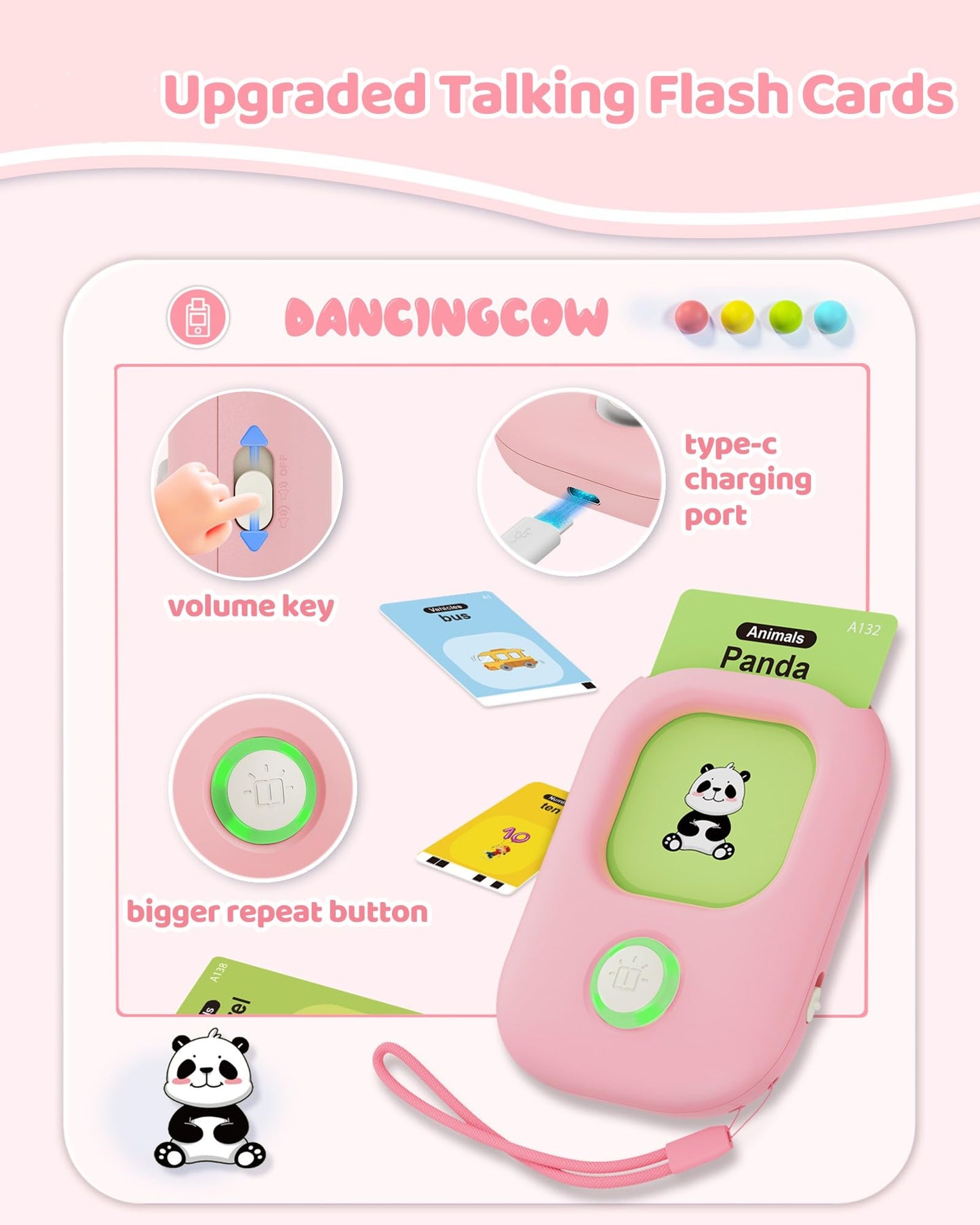 Dancingcow Talking Flash Cards With 448 Sight Words, Pocket Speech Therapy Toy For Toddlers, Autism Sensory Toys, Montessori Lea