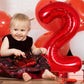 Red Number 2 Balloon 40 Inch, Big Large Foil Helium Number Balloons, Jumbo Giant Mylar Number 2 Balloons For 2 Year Old Birthday