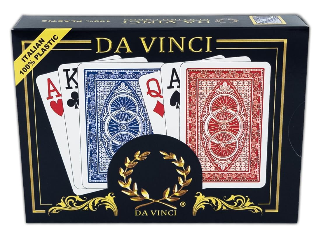 DA VINCI Plastic Playing Cards Set - 2 Decks, Bridge Size, Multicolor, Model 851-BJ