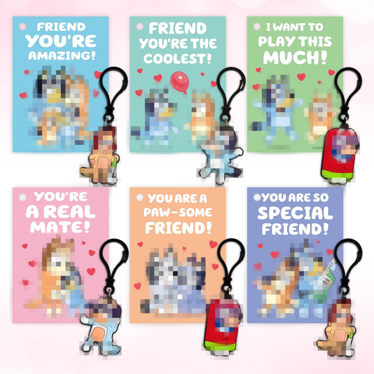 Valentines Day Gifts for Kids - Valentines Day Cards for Kids School - 24 Adorable Keychains with Valentines Cards - Valentine 