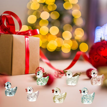 Kuanfine 60 Pcs Tiny Duck Figures Mini Resin Duck Luminous Miniature Ducks Bead for Garden Landscape Aquarium Decoration(Glitter
