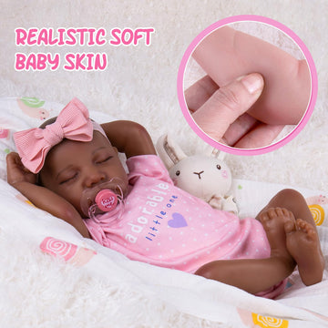 Aori Lifelike Reborn Baby Dolls Black,18 Inch Realistic Newborn Baby Dolls Black American Girl Dolls With Feeding Kit & Gift Box For Kids Age 3+