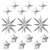 TONIFUL 22Inch 15Pcs Silver Large Explosion Star Mylar Balloons and 10Inch Four Pointed Star Balloons Set for Christmas New Year