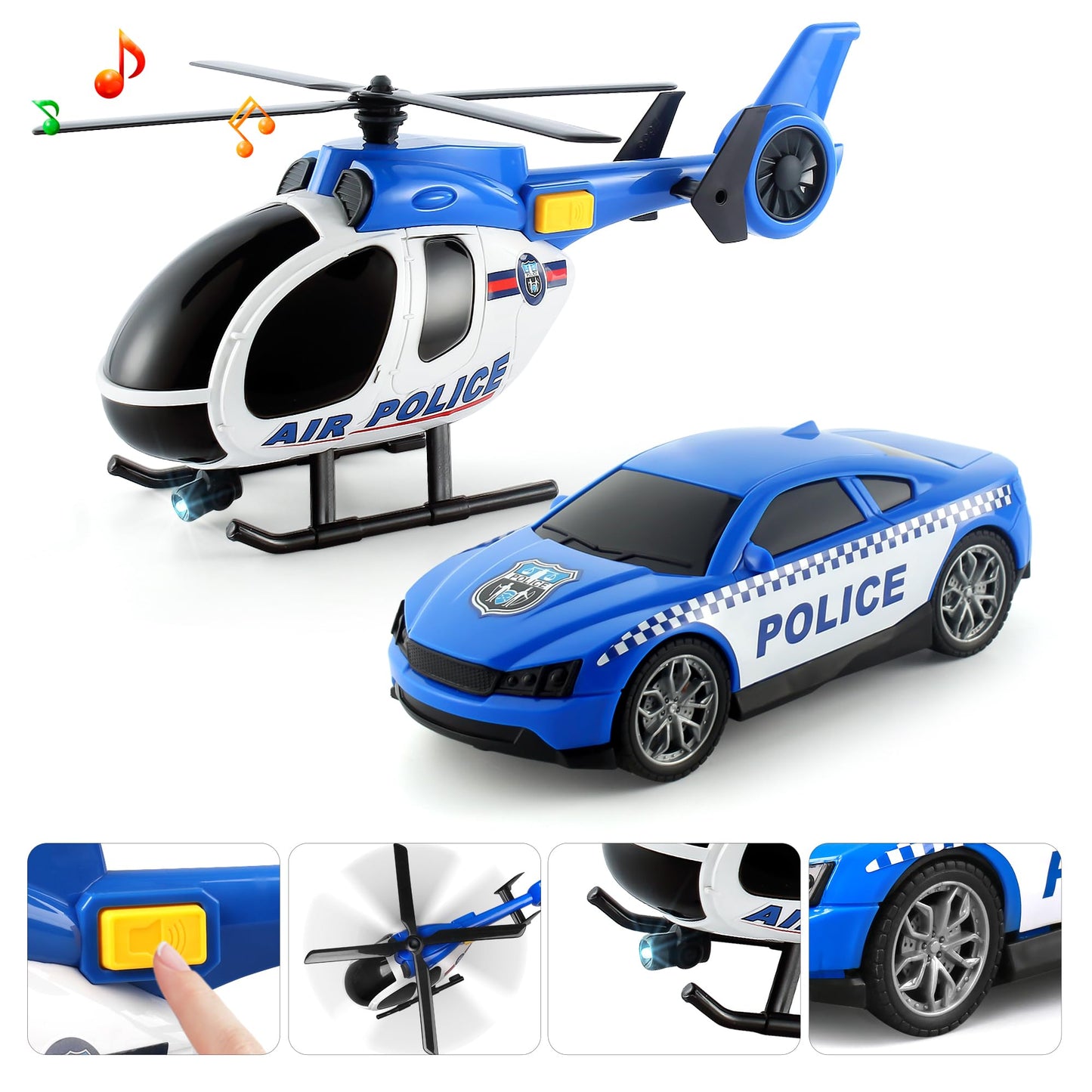 Dwi Dowellin 25" Semi Truck Toy Set with Racing Car & Helicopter, White, Kids Toys for 3-6 Years Old, Model 666-66F