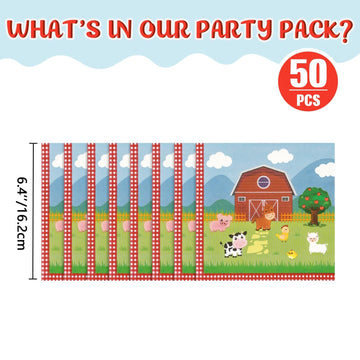 Wernnsai Farm Birthday Decorations - 50 Pack Farm Animals Napkins Barnyard Animal Party Decorations 3-Ply Farm Paper Napkins For Kids Baby Shower 6.5 X 6.5 Inches