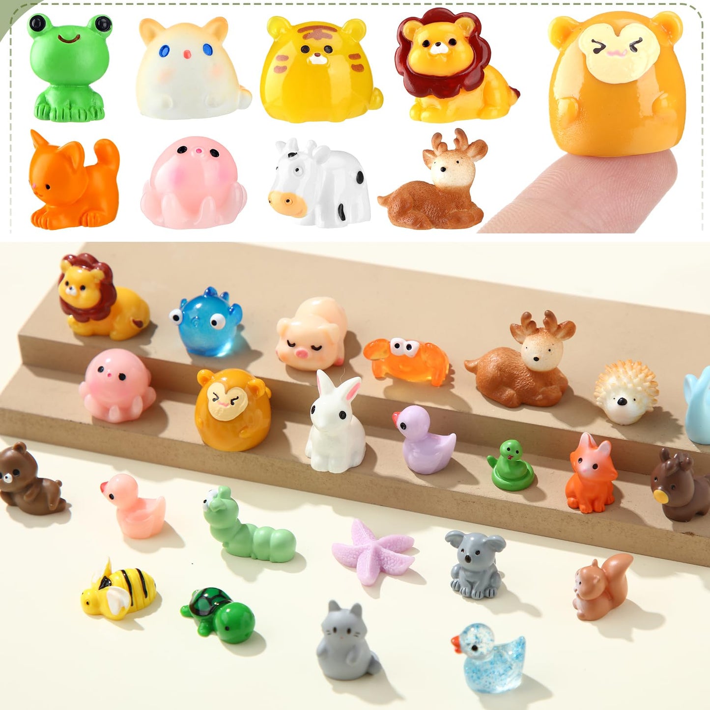 50 Pcs Mini Resin Animals Various Mini Animals Figurines For Farm Animal Figures,Dollhouse,Fairy House Garden,Micro Landscaping