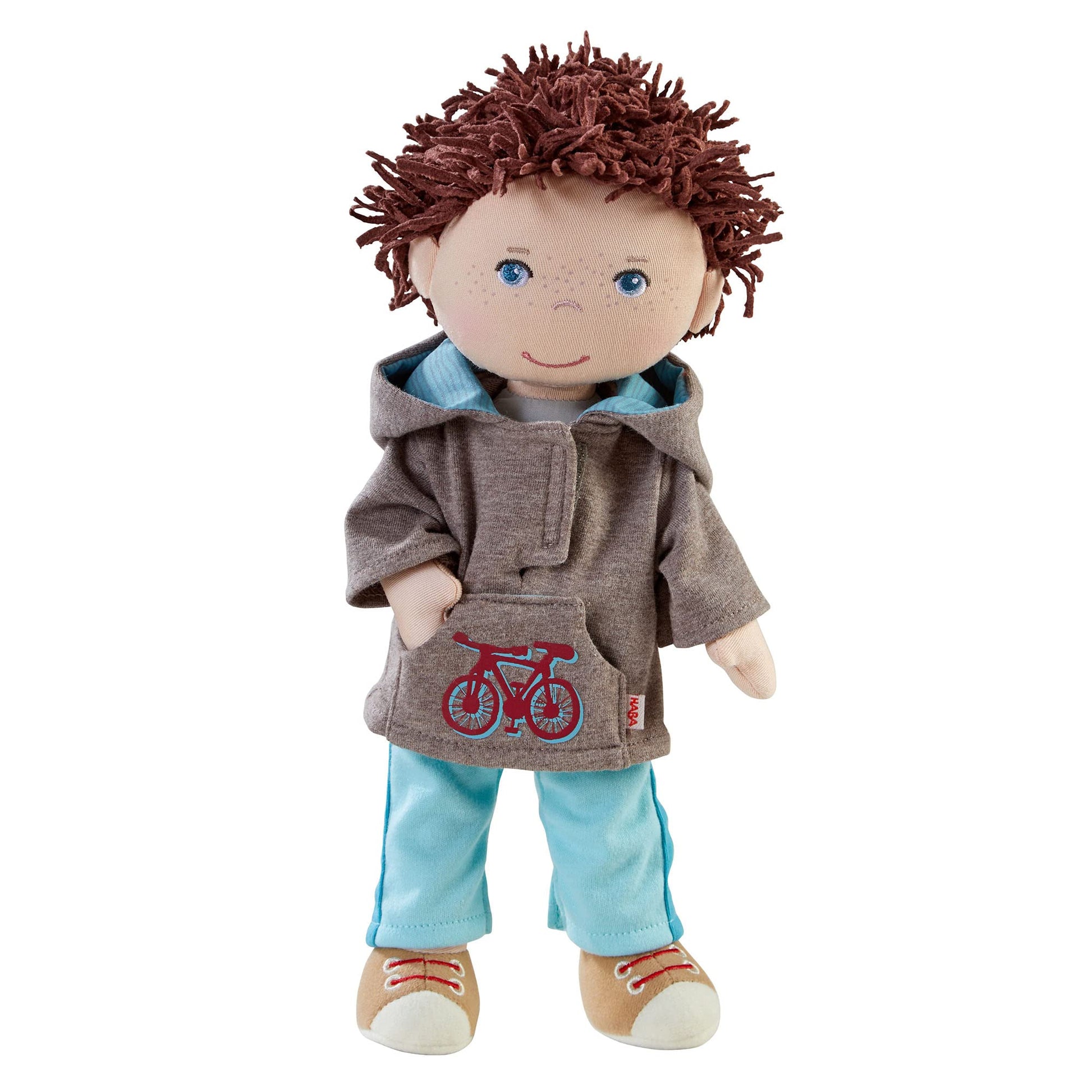 Haba Lian 12' Soft Boy Doll With Brown Hair, Blue Eyes And Embroidered Face (Machine Washable)