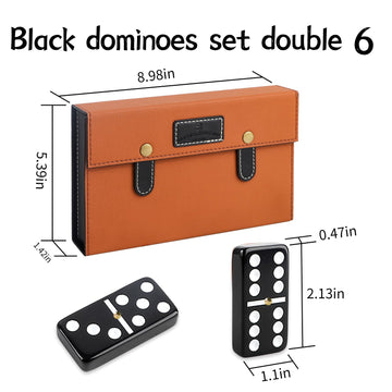 Bucher&Rossini Double 6 Dominoes Set - Classic Black Melamine Game for Adults & Kids, Model YH005GS