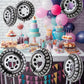 Deermon 30 Inch Black Car Wheel Tire Party Balloons, Classic Large Racing Car Hot Wheels Mylar Foil Balloon For Men and Boys Rac