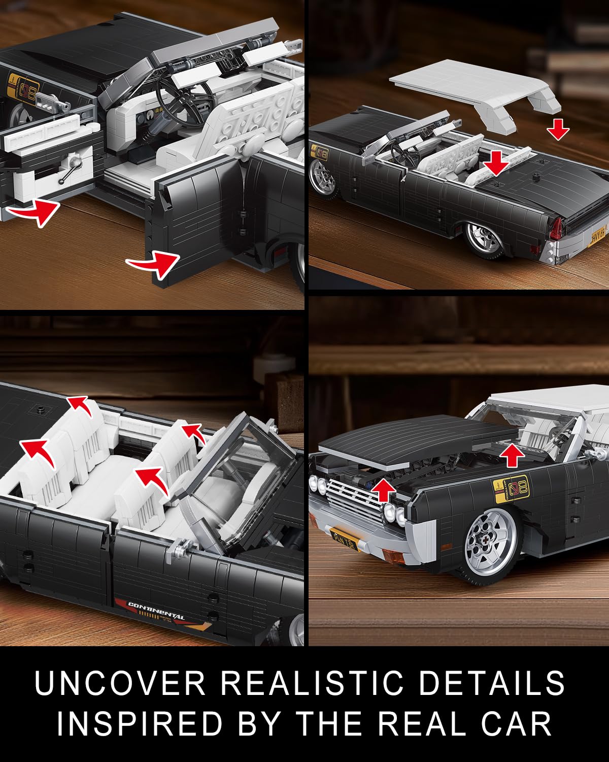 Mould King 10118 Sports Car Building Block Kits  MOC Classic Vintage Car Model Building Sets  Gift for Kids Age 8+/mature-themed Collections Enthusiasts (1903 Pieces  Static Version)