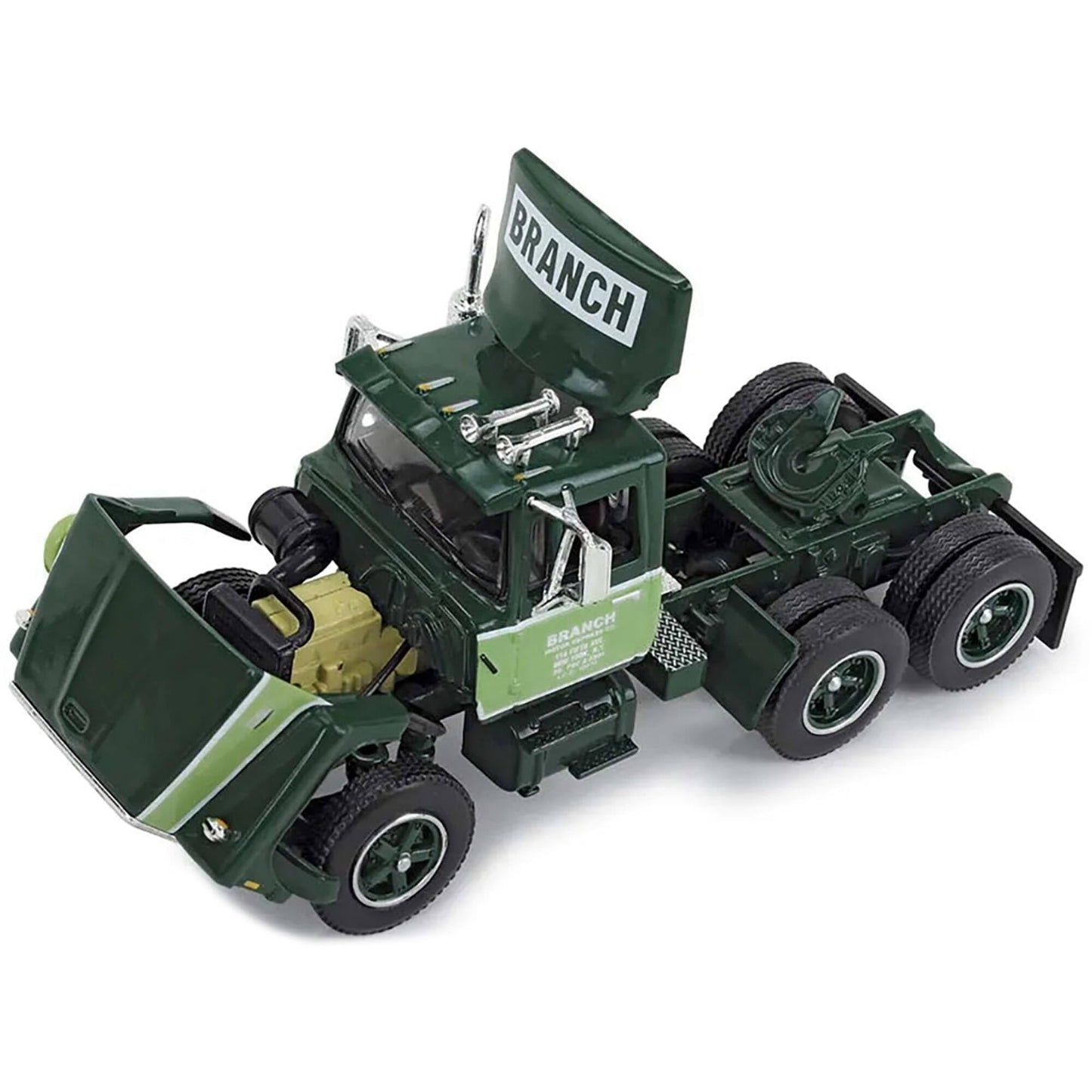 Ford Lt-9000 Day Cab With Vintage 40' Dry Goods Tandem-Axle Trailer Green ''Branch Motor Express'' 1/64 Diecast Model By Dcp/Fir