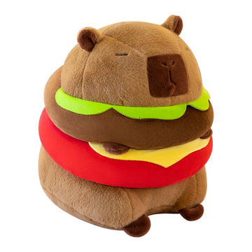 TXDRRA Capybara Plush Toy, Cute Stuffed Animal, Soft Brown Plushie, Kids Gifts (Hamburger Capybara, 12 inches)