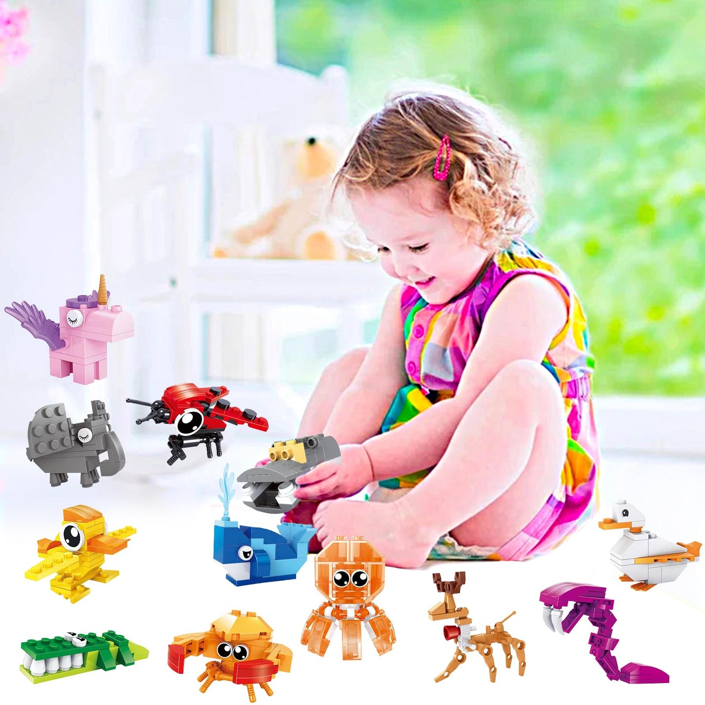 Jellydog Toy Party Favors For Kids,12Pcs Mini Building Blocks Animal, Building Sets Stem Toys, Assorted Building Blocks Sets For Birthday Party Gift,Goodie Bags, Prize,Cake Topper