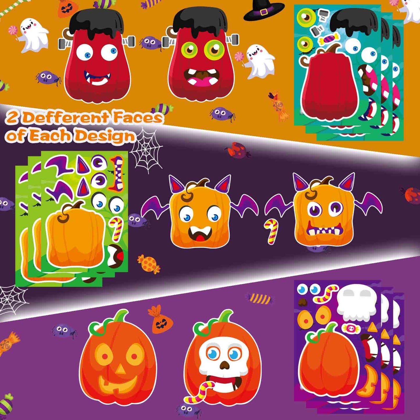 Halloween Stickers For Pumpkins 27 Sheets Make A Face Stickers Halloween Pumpkin Decorating Stickers Fall Autumn Pumpkins Sticke