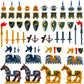 MIUTRUE Medieval  Accessories Knights Block Toy with Figures (10 Sets  & 4 Sets Horses & 10 Figures)