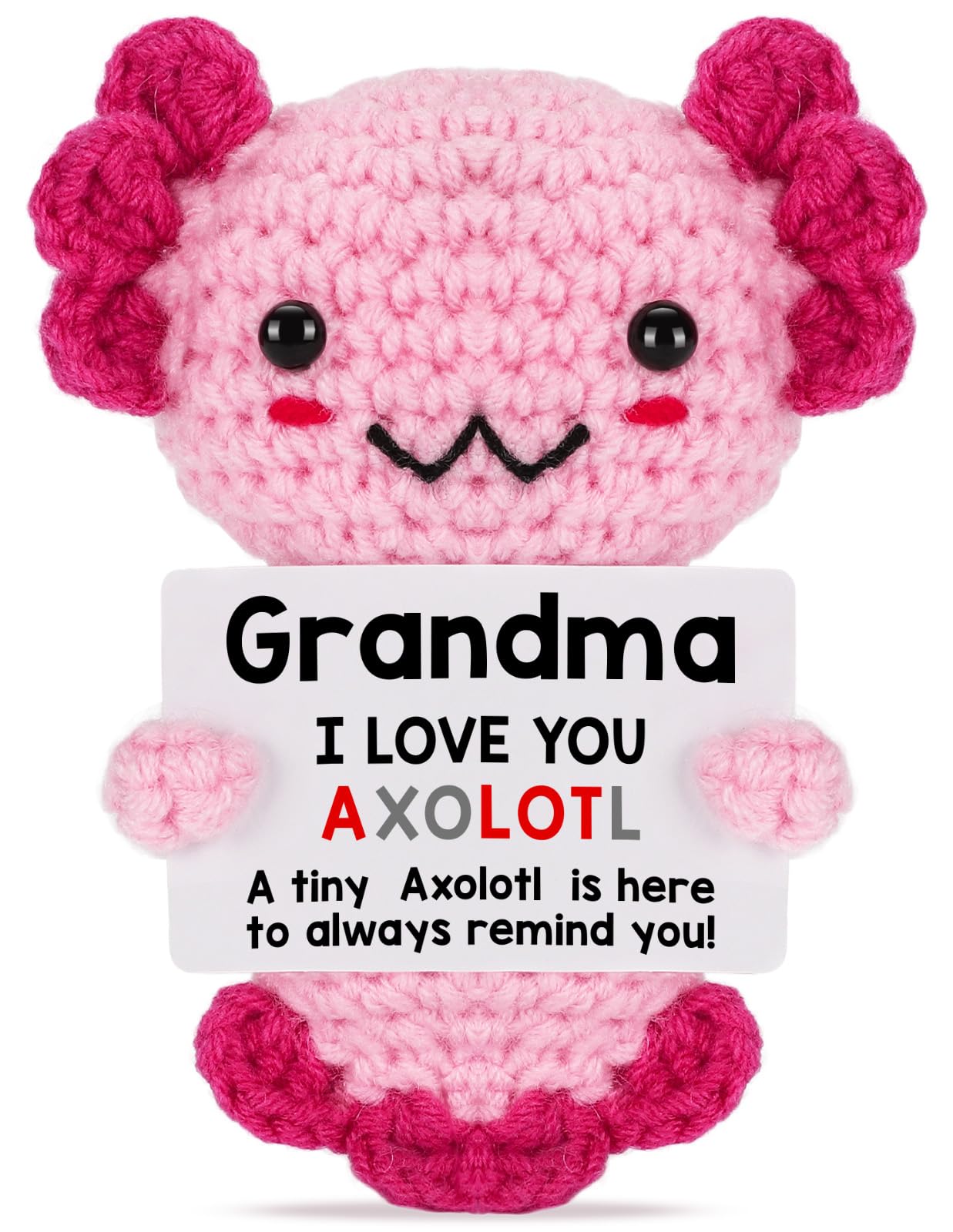 Weming Grandma Gift From Granddaughter, Mini Handmade Crochet Axolotl Gift For Mother 'S Day & Birthday, I Love You Sentimental 