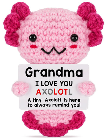 Weming Grandma Gift From Granddaughter, Mini Handmade Crochet Axolotl Gift For Mother 'S Day & Birthday, I Love You Sentimental 