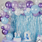 Biapian Frozen Balloons, 60 Pcs Blue Purple Balloons, 12 Inch Metallic Blue Purple Latex Balloons Silver Snowflake Confetti Ball