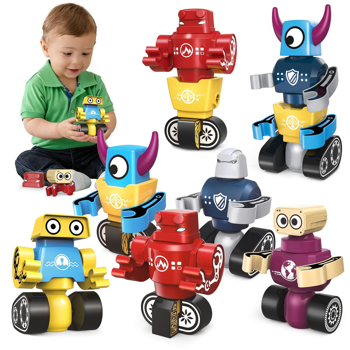 Cooldele STEM Magnetic Robot Building Toys for Kids 35 and 48, 36 Pieces Transformable Stacking Robot Blocks with Storage Box,