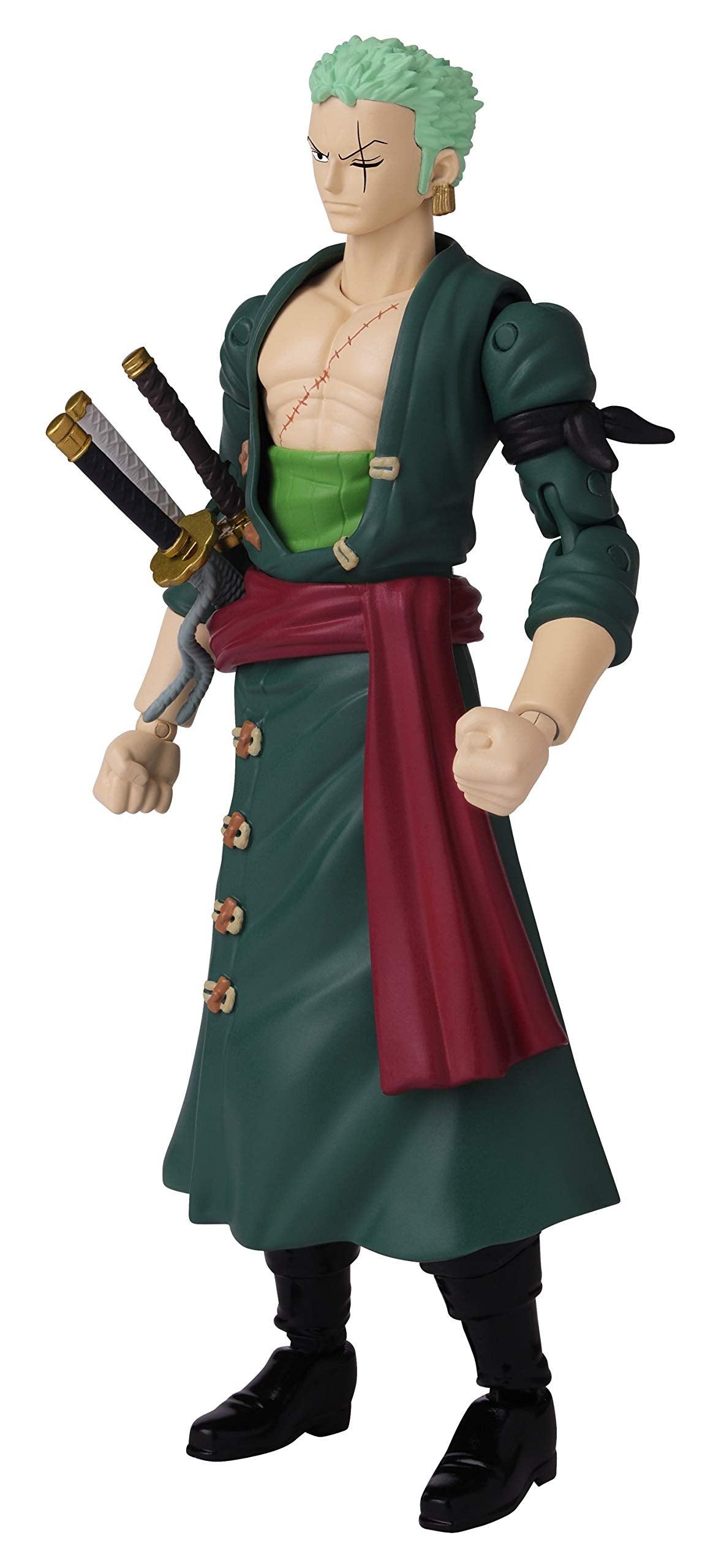 Bandai America Anime Heroes One Piece Roronoa Zoro Action Figure - Plastic, Zoro Color, Model 36932