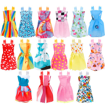 Janyun Total 114Pcs -16 Pack Doll Clothes Party Gown Outfits Set For Doll+ 98Pcs Girl Dolls Dresses Accessories Shoes Bags Necklace Mirror Hanger Tableware (Playing Style)