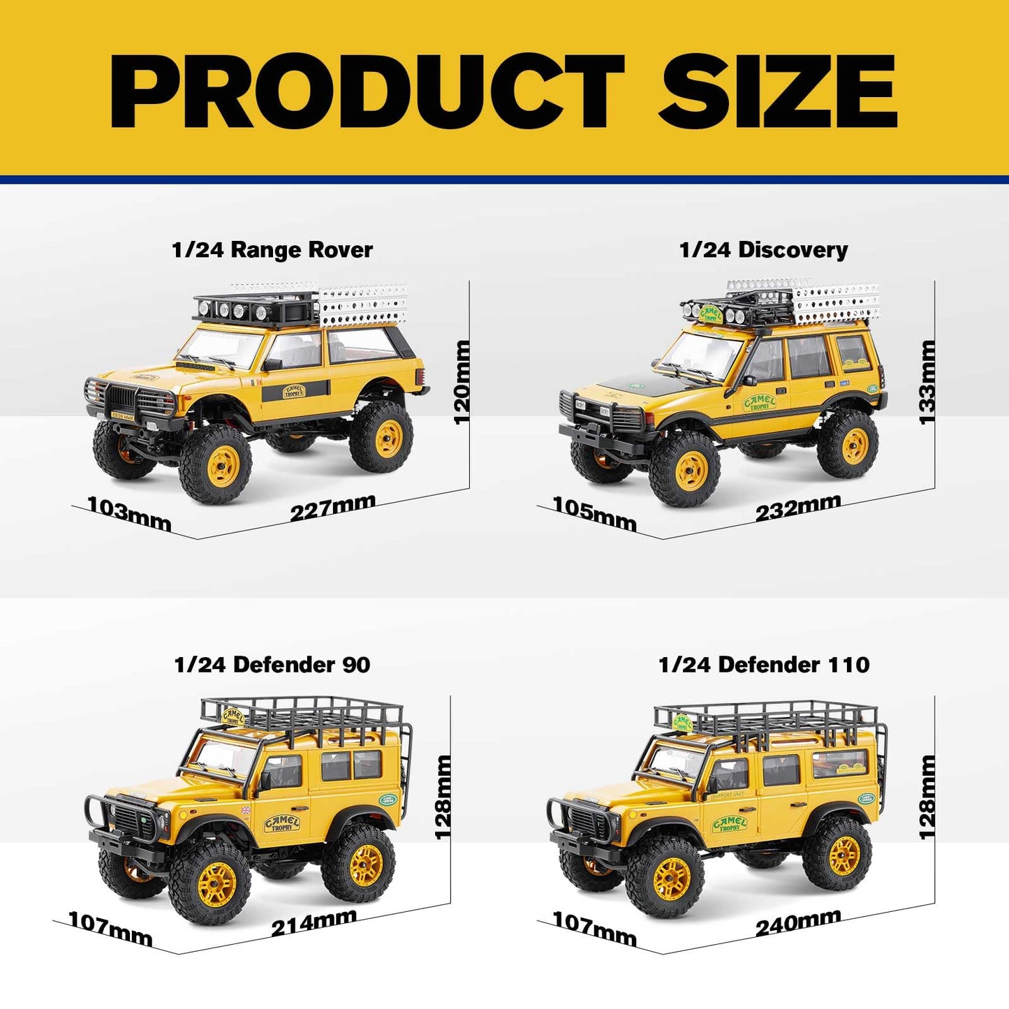 EAZYRC FMS 1/24 FCX24M RC Crawler RTR, Land Rover Defender 90 with Licensed, 1/24 RC Truck 4X4 Mini RC Truck with Lighting, 2.4G