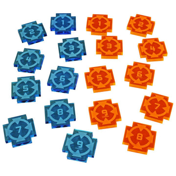 Litko Space Fighter Target Lock Token Set | Ship Number | Compatible With Star Wars: X-Wing (Single-Sided #1-9, Fluorescent Blue & Fluorescent Orange)