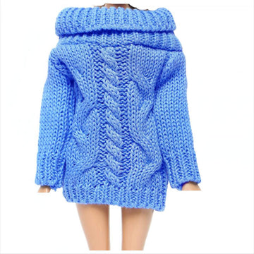 Bjdbus Blue Winter Turtleneck Sweater Clothes For 11.5 Inch Girl Doll Accessories