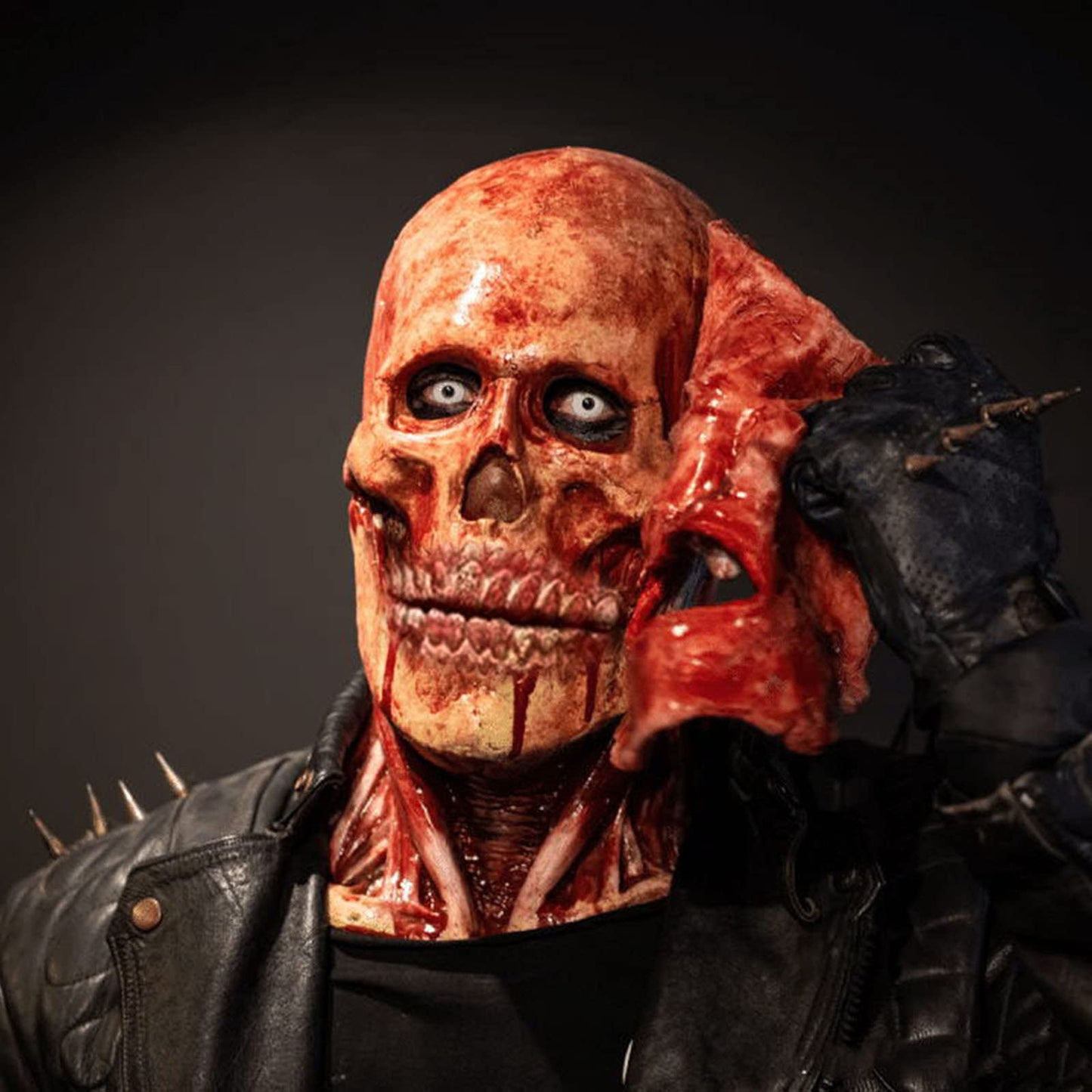 Lanckeli Joker Double Layer Peelable Surface Halloween Horror Mask, Scary Mask + Bloody Creepy Skull Mask with Moving Jaw, Made