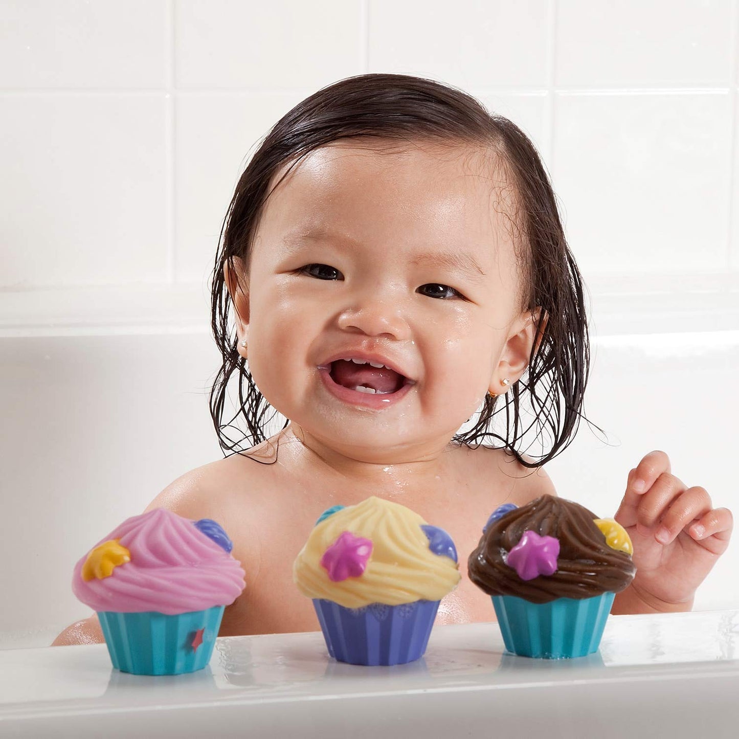 Munchkin Bath Tea and Cupcake Set - 5 Piece Toddler Bath Toy, Pink Plastic, Model 24020