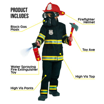 Morph Black Firefighter Costume For Kids Fireman Costume For Boys Fire Fighter Costume For Boys Kids Fire Fighter Outfit Boys Medium