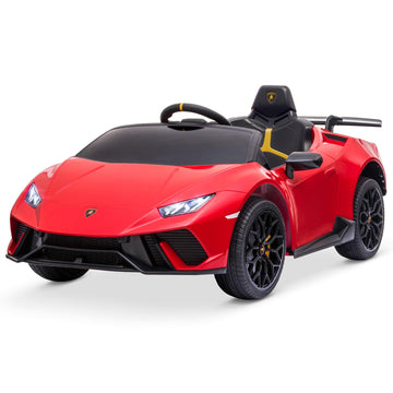 Kidzone Kids Licensed Lamborghini Huracan 12V Ride On Car Battery Powered Electric Vehicle Toy With 2 Speeds, 4-Wheel Drive, Sus