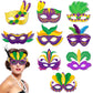 9 Pack Mardi Gras Paper Masks Carnival Parade Face Masks Colorful Cardboard Masks For Mardi Gras Costume Dress Up Accessories Ma