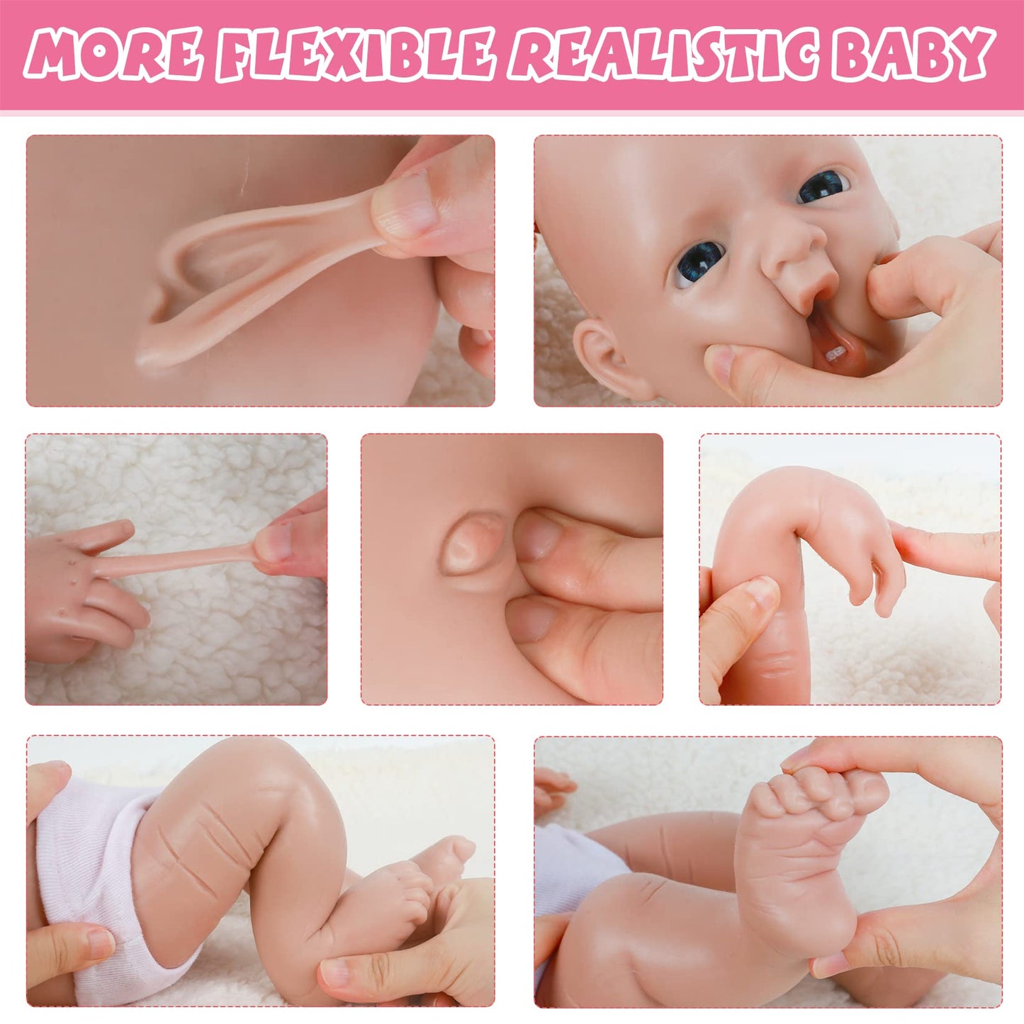 Ivita 20 Inch Platinum Full Silicone Baby Doll Boy,Not Vinyl Material Dolls,Real Baby Dolls,Soft Silicone Realistic Baby Doll